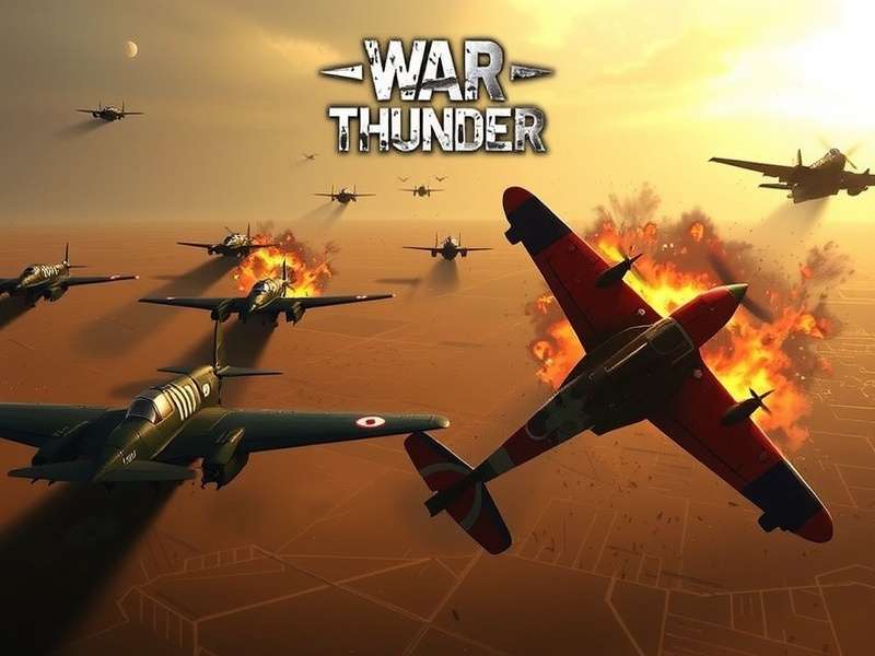 War Thunder गेमप्ले दृश्य: आकाश में विमान और जमीन पर टैंक