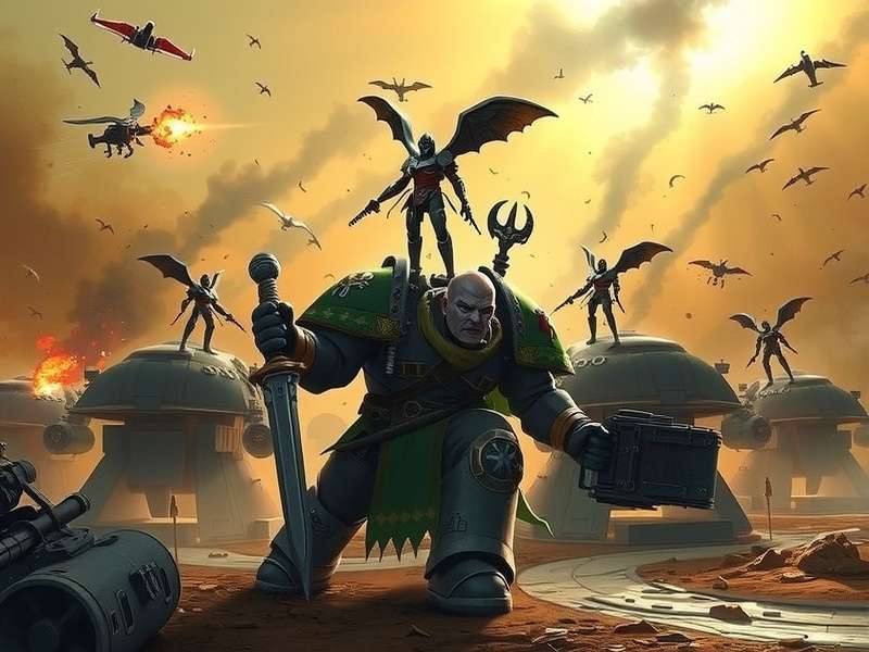 Warhammer 40k की एक एपिक लड़ाई का दृश्य, Space Marines और Orks आमने-सामने