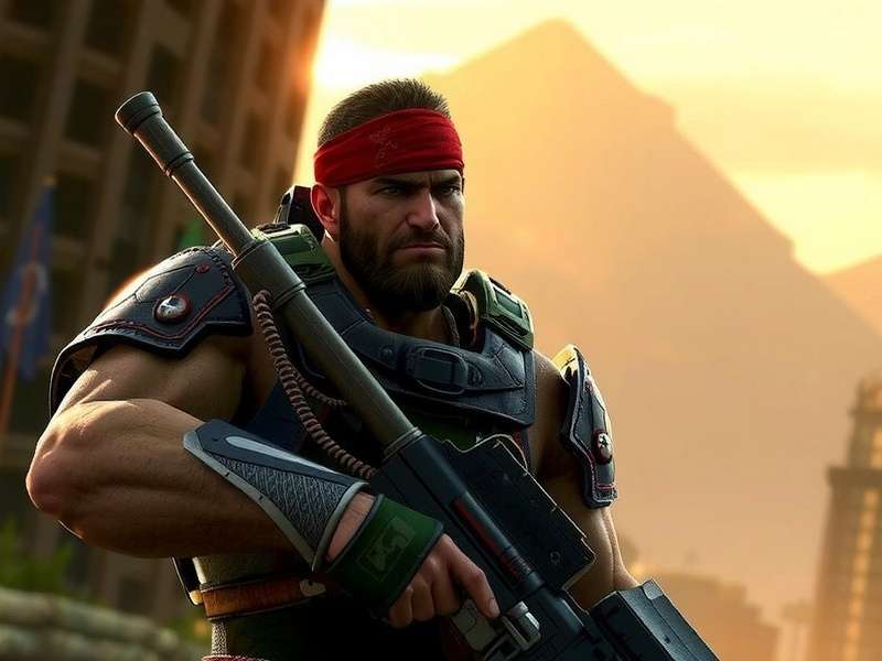 Marcus Fenix in Gears of War holding a Lancer alongside a Warhammer 40k Space Marine figure