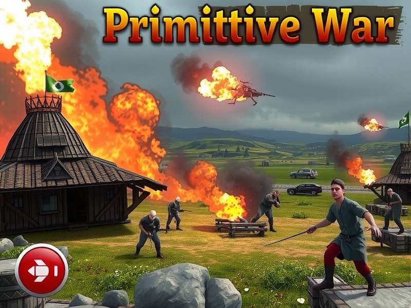 Primitive War battle scene depicting tribal warriors in a fierce clash