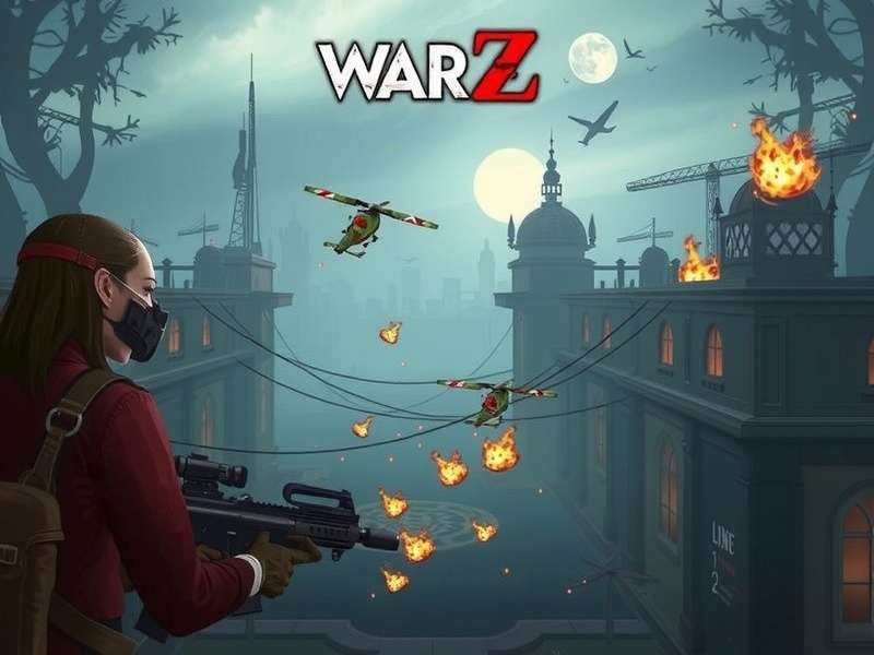World War Z massive zombie swarm climbing a wall in a ruined urban environment