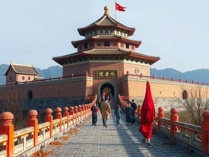 Ancient Chinese Wall with dramatic lighting