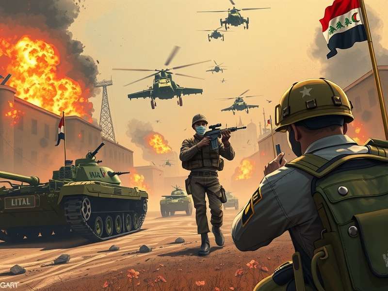 US soldiers on patrol in an Iraqi urban neighborhood during the surge period