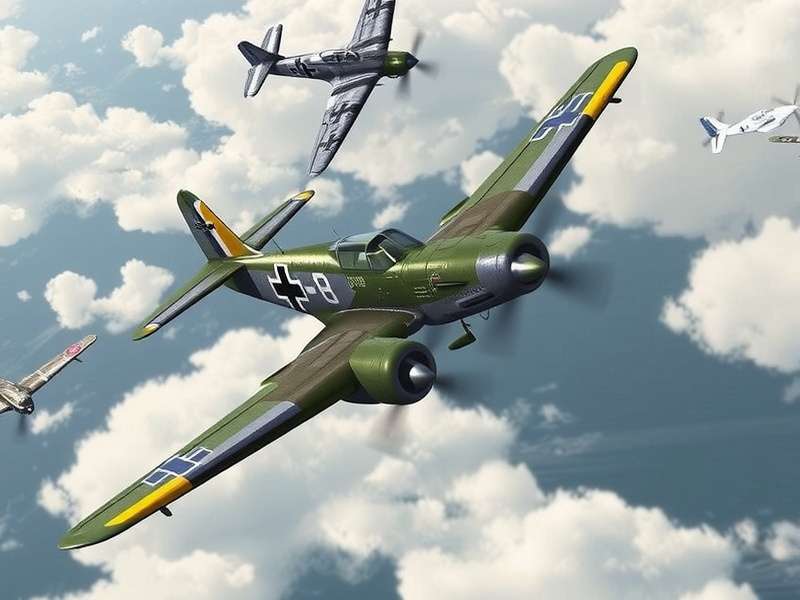 Historical black and white photo of a vintage warplane in cloudy skies