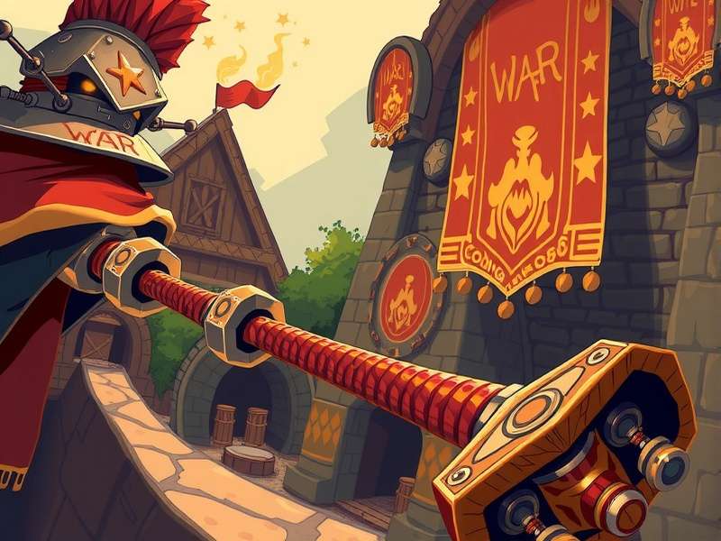 Epic Warhammer battle scene with detailed miniatures and terrain