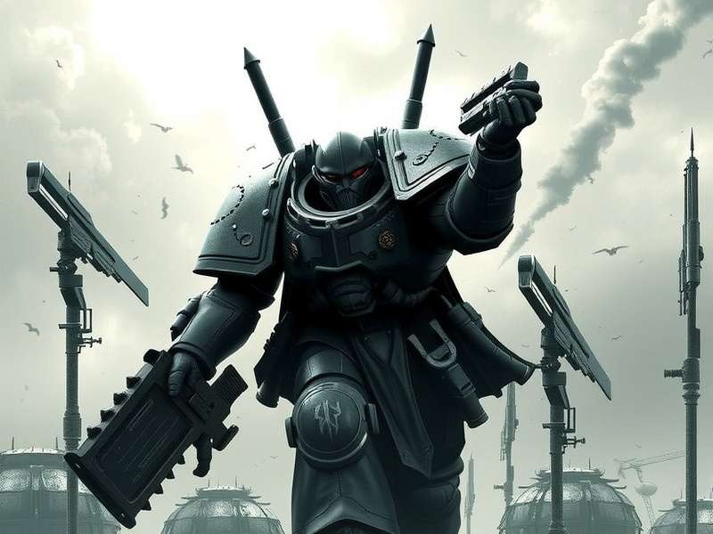 Warhammer 40k Chaos Sorcerer summoning warp energy, intricate detail