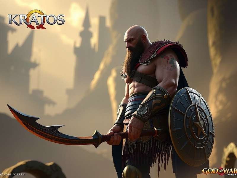 Kratos, the Ghost of Sparta, holding the Leviathan Axe in the Norse realms