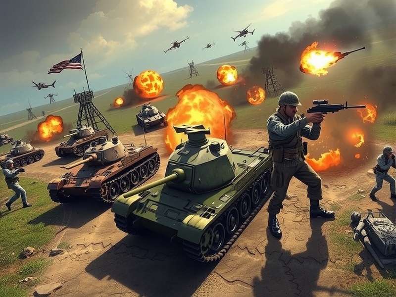 Historical war reenactment with soldiers in uniform