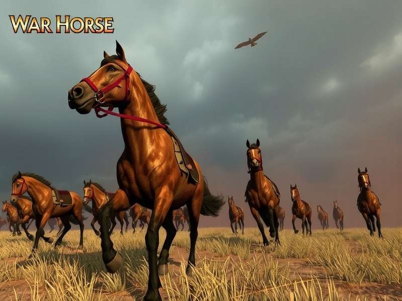 War Horse — epic battle steed charging across a dramatic landscape