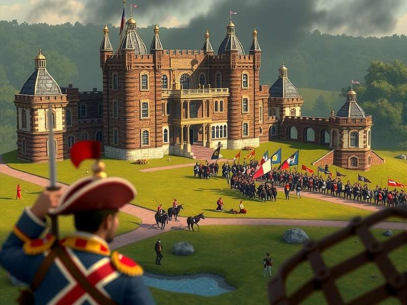 Illustration of the Battle of Naseby 1645, the decisive engagement of the English Civil War between Roundheads and Cavaliers