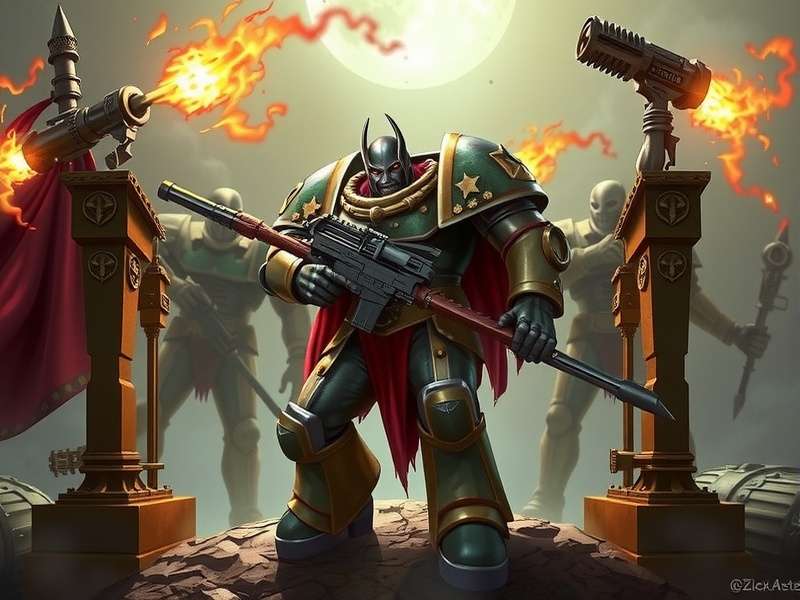 Warhammer 40k Tacticus battlefield with Space Marines and Orks in epic turn-based combat